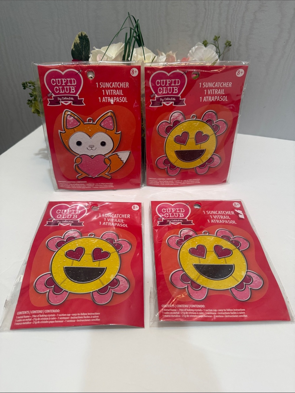 Lot of 4 Colorbök Cupid Club Valentine Suncatcher DIY Craft Kits NIP